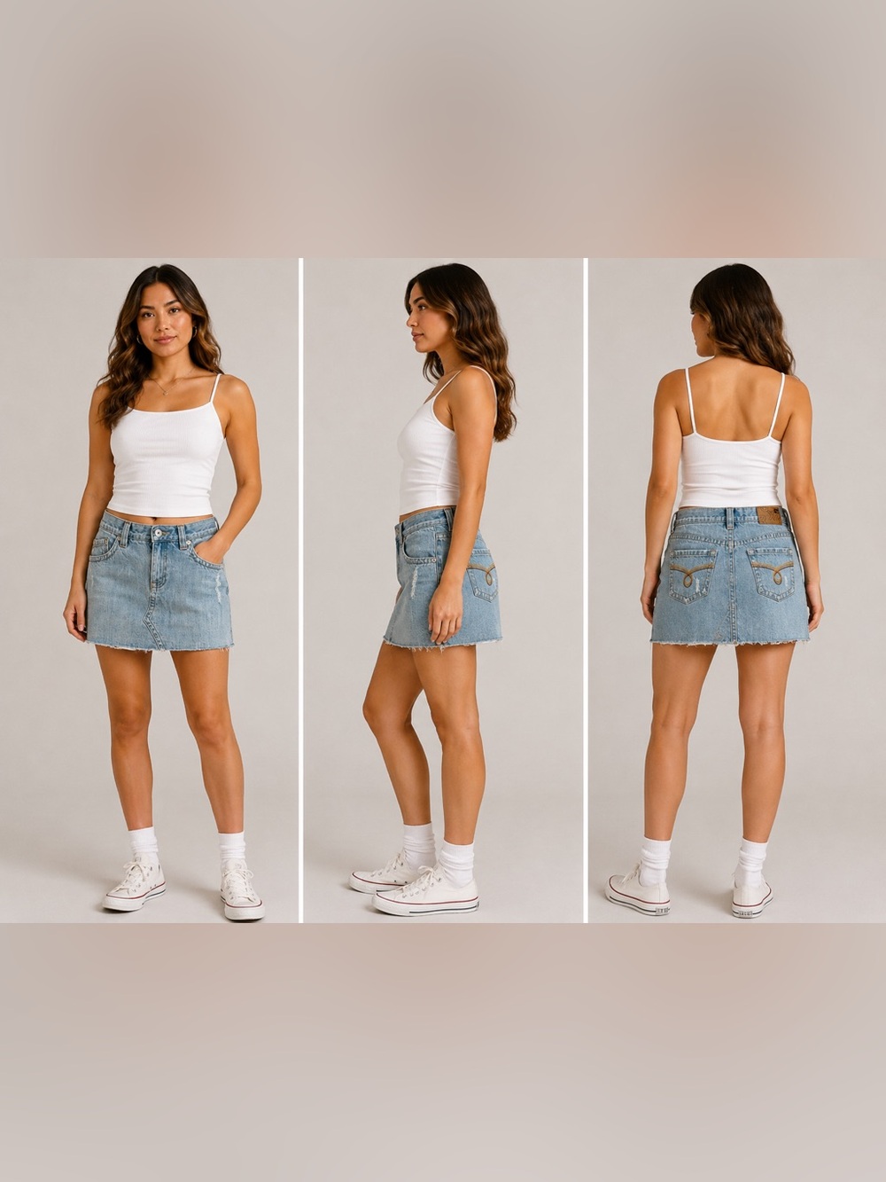 Roxy Light Wash Denim Mini Skirt Size 5 Y2K Distressed